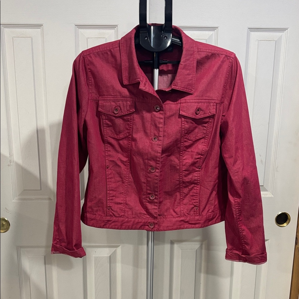 New Directions Cherry Red Jean Jacket